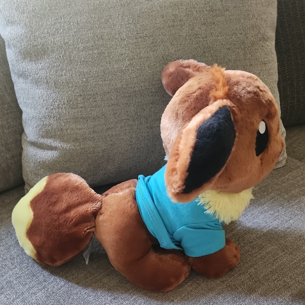 Build A Bear Pokemon Eevee BAB Plush Toy with Blue Outfit w/Voicebox - Picture 2 of 9